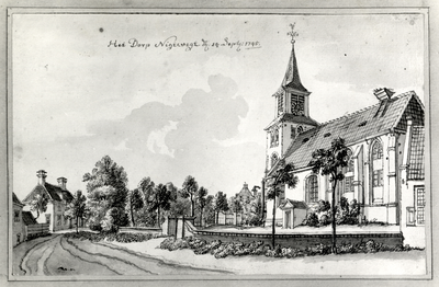 107610 Gezicht in het dorp Nigtevecht met rechts de Nederlands Hervormde kerk.